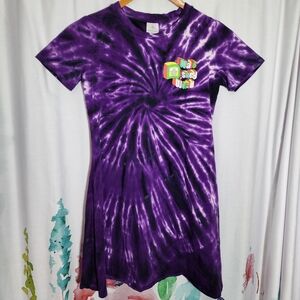 Walt Disney World Purple Tie Dye T-Shirt Dress Comfy Soft Size XS Retro Logo